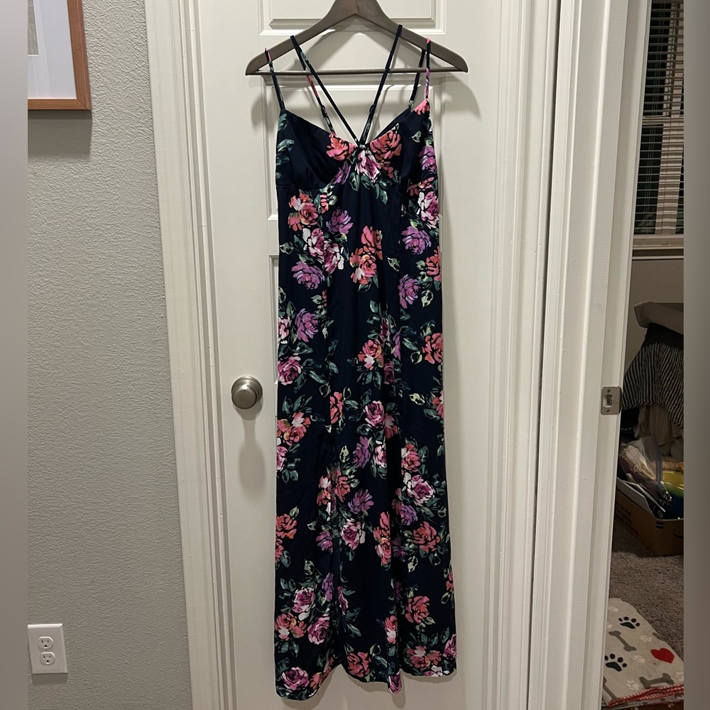 Xhilaration Medium Spaghetti Straps Pink Floral Maxi Dress